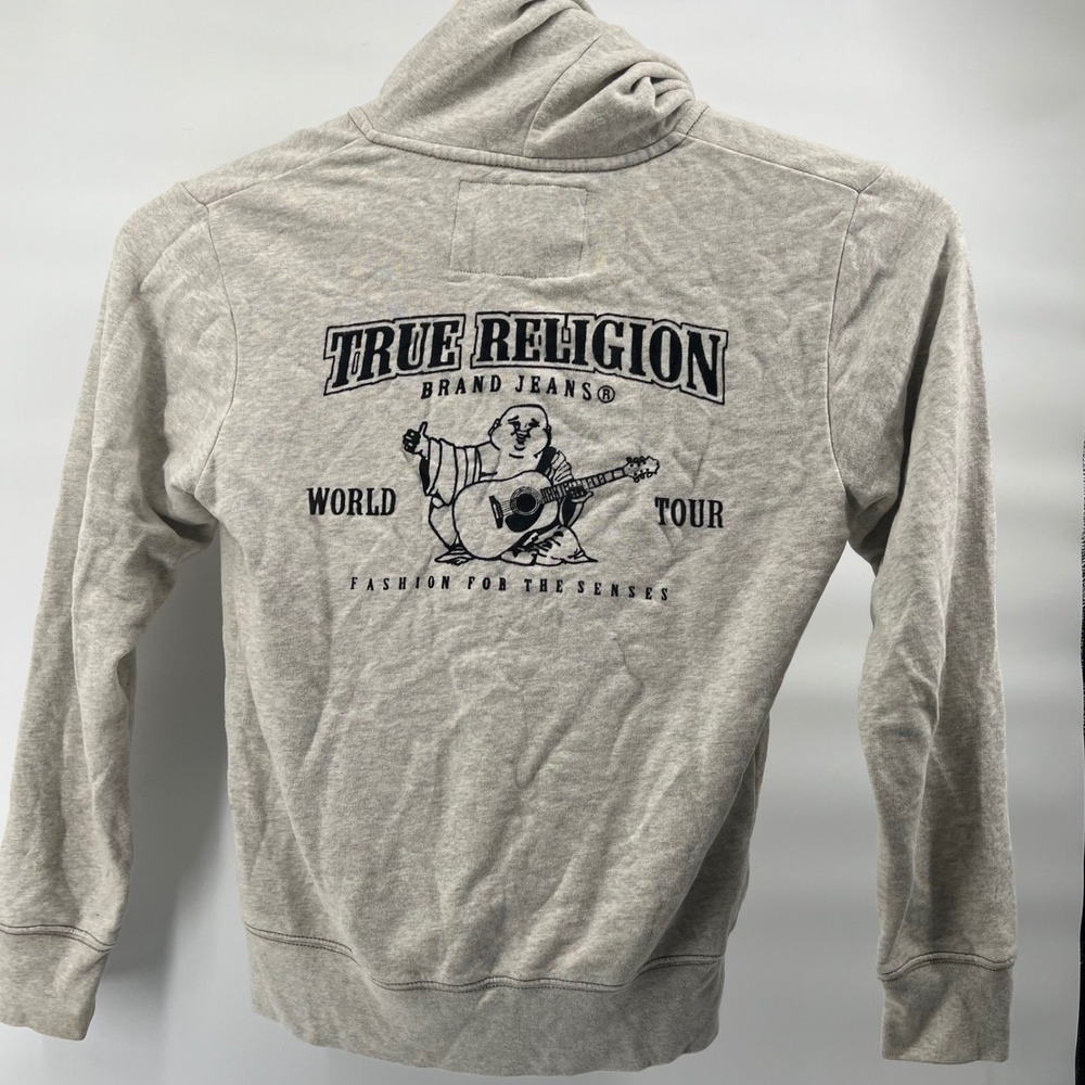 True Religion Mens Heather Gray Buddha World Tour Full Zip Hoodie Sweatshirt S - Picture 5 of 13